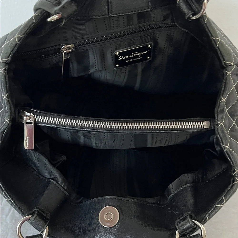 Ferragamo Black Quilted Leather Handbag - Picture 7 of 15